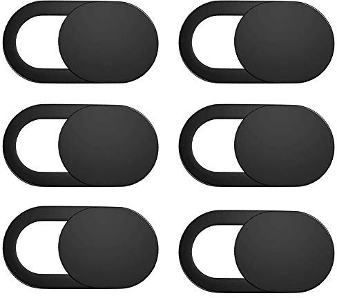 HUPOO 6 Pack Webcam Cover, Ultra Thin The Original Sliding Webcam Cover for Laptop, PC, Macbook, Computer, iPad, Smartphone, Protect Your Privacy and Security (Black)