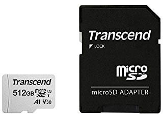 Transcend 512GB microSDXC 300S Klasse 10 Speicherkarte mit bis zu 95/45 MB/s (für Smartphones und Nintendo Switch Konsolen) mit SD-Adapter mit Frustration-Free-Verpackung - TS512GUSD300S-A