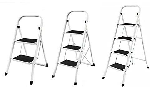 Escabeau pliable en acier à 2 marches antidérapantes - Léger - Pour cuisine - Charge maximale : 150 kg