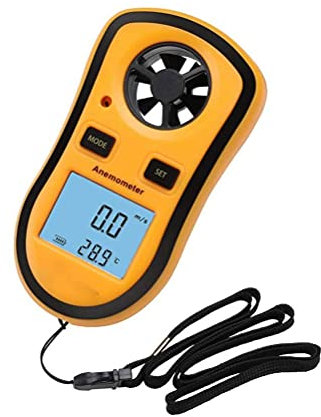 SMSOM Anemometer Digital Wind Speed Meter Air Flow Velocity Measure Thermometer with Backlight for Windsurfing Kiteflying Mountaineering Sailing Fishing