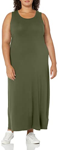 Amazon Essentials Women's Tank Maxi Dress, Dark Olive, Medium