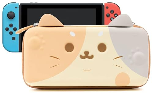 GeekShare Cat Ears Carry Case Compatible with Nintendo Switch OLED - Portable Hardshell Slim Travel Carrying Case fit Switch Console & Game Accessories (Multicolor, Large)