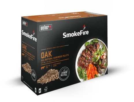 Weber Pellets en bois - Bois de Chêne (8kg), parfait pour fumer du bœuf, 100% de pellets de bois naturel, produit de l'UE, obtenu de manière durable, bois certifié FSC (18295)