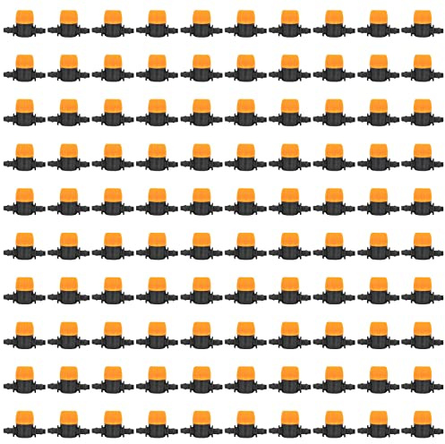 100pcs 4/7 Vanne à Boisseau Sphérique Barbelée, Irrigation Goutte à Goutte Universelle Vanne Barbelée Mini Tuyau Vanne D'eau à Travers le Type Vanne Brumisation Tube Vanne pour Jardin Semis Culture Ir