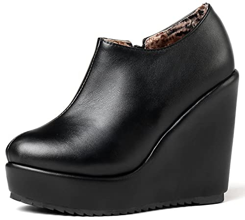 Diuniarza Stivaletti da Donna con Tacco Alto, Stivaletto Zeppa Zip Punta Rotonda Polacchine Eleganti con Plateau, 4426Viq Nero Numero 40 EU
