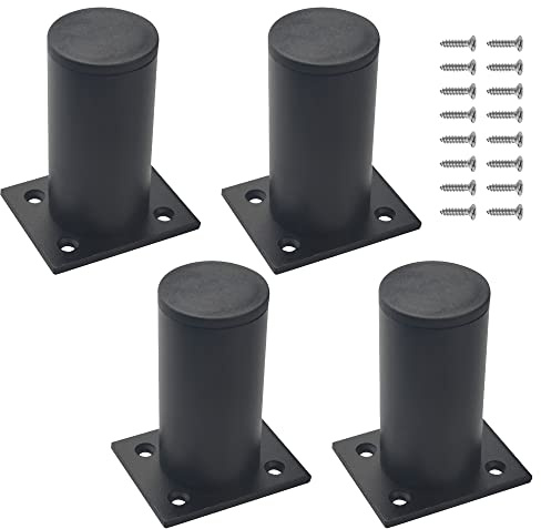 BGTXINGI 4pcs Adjustable Square Furniture Legs, 3 H x 1.5 D, Black, Aluminum Alloy & ABS, DIY, Desk, Cabinet, Sofa, TV Stand, 16 Screws
