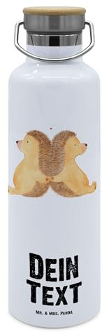Mr. & Mrs. Panda Personalisierte Trinkflasche Igel händchenhaltend - Geschenke, Beziehung, Mit Namen, Flasche Gravur, Selbst Gestalten, Edelstahl, Paar, Freundin, Liebe, Verlobung, Verknallt, Hochzeit