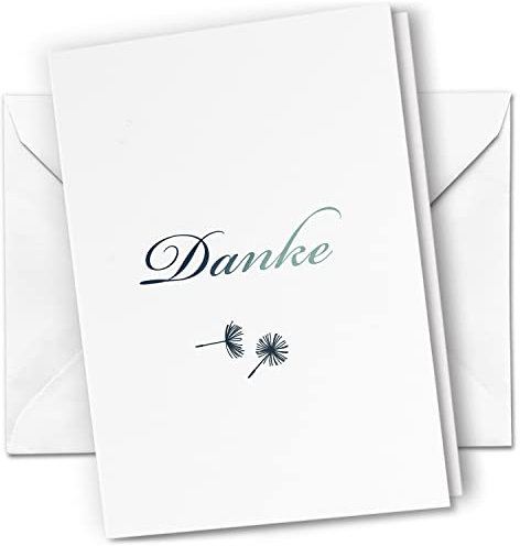 Danksagungskarten Trauer – 10 Klappkarten mit Umschlägen – Motiv: Kleine Pusteblumen – Trauerkarten Danksagung mit Text – Dankeskarten Trauer nach Beerdigung