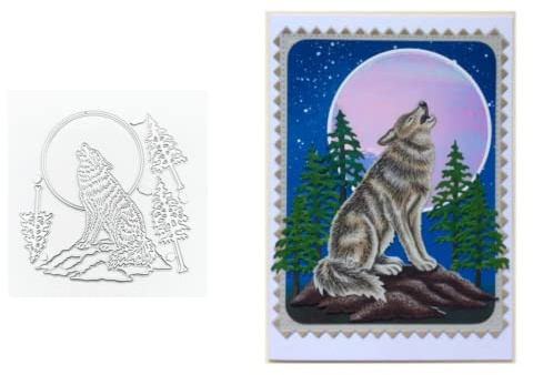 Sredwtk Wolf Stanzschablonen Tiere Cutting Dies Prägeschablonen Stanzformen Schablonen Für Scrapbooking, Fotopapier 3D Karten Handwerk Prägen DIY Herstellung Geschenk