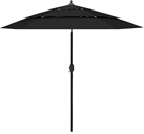 WIFESE Ombrellone da giardino, ombrellone da spiaggia, resistente ai raggi UV, pieghevole, per balcone, giardino, Nero , 250x229 cm