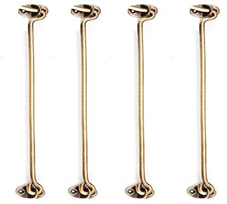 Hakenschloss, Türhaken, 4-teiliges Messing-Haken- und Ösenschloss, Fensterhalterung, robuster Kabinenhaken und Ösenschloss for die Tür, drehbarer Schuppenverschluss (Größe: 30 cm) ( Size : 25cm )