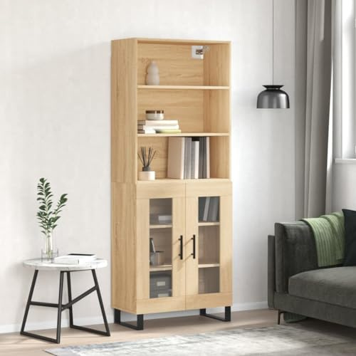 Tidyard Hochschrank Highboard Schrank Wohnzimmerschrank Küchenschrank Sideboard Kommode Badschrank Mehrzweckschrank Anrichte Beistellschrank Bücherschrank Standschrank Sonoma-Eiche 69,5x34x180 cm