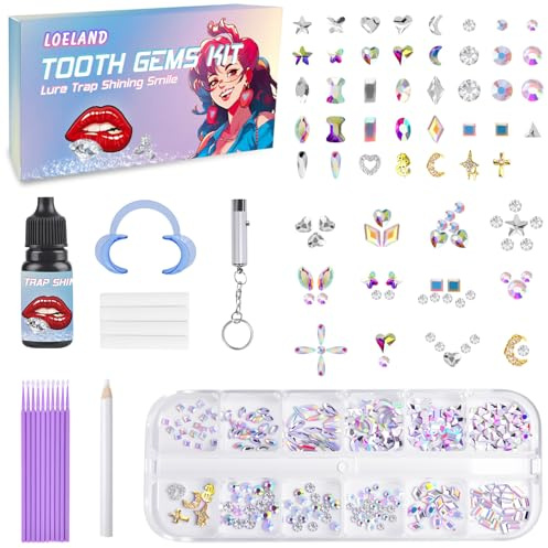 Loeland Kit de pierres dentaires à faire soi-même, kit de bijoux de dents, kit de bijoux de dents professionnel tendance pour les dents, kit de démarrage de bijoux de dents