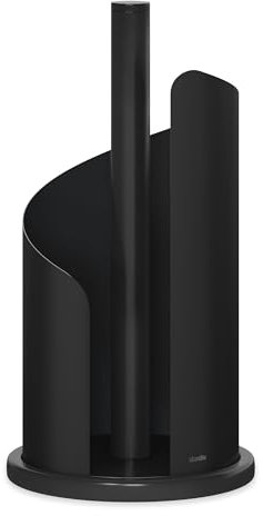 stardis Portarotolo da cucina in acciaio inox opaco H 30 Ø 15 cm porta rotolo di carta per rotolo da cucina in piedi (Pure Black)