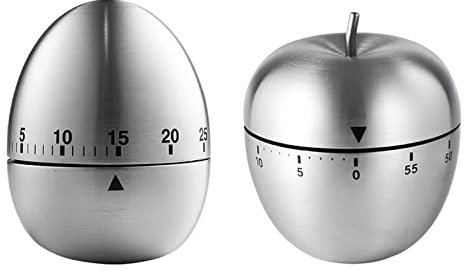 2Pcs Egg Timer Apples Timer 60 Minute Egg Timer Kitchen Baking Tools 1 Hour Stainless Steel Home Timed Egg Cooker Waterproof Cooking Timer for Kitchen