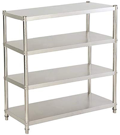OUKANING Edelstahltisch Arbeitstisch Küchenregal 3/4 Etagen, Höchstlast 50 Kg, Edelstahl Arbeitstisch Für Gastronomie, Zentrum Niedriger Schwerkraft, Einfache Installation (4 Tier Höhenverstellbar)