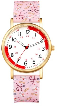 JewelryWe Uhren Damen Silikon Schwesternuhr Wasserdicht Analog Quarz Armbanduhr Frauen Gummi Armband Uhr mit Pulsberechnung für Krankenschwester Ärzte Sanitäter