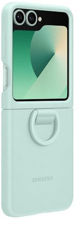 Samsung Silicone Case with Ring Custodia pieghevole in silicone con anello per Galaxy Z Flip6 | Z Flip7 FE, Mint