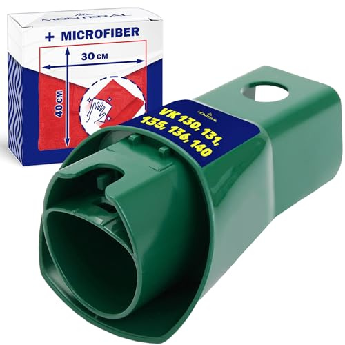 MONTERAL Nicht Elektrifiziert Staubsauger Adapter für Vorwerk Kobold zum Anschluss der Alten Modelle VK120 VK121 VK122 und Der Neuen Modelle VK130 VK140 - Kit Enthält EIN Microfasertuch