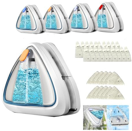 Hooha Magnetischer Fensterreiniger, Water-Filled Fensterputzer, Doppelseiten für 8-15mm Fenster, Professionell, Enthält insgesamt 10 Schwämme