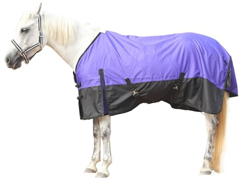 600D Regendecke Pferd, Leichte Wasserdichte Atmungsaktive Pferdedecke 0g | Reißfestes 600D-Material, Schützt vor Regen und Wind, Leichte Pferdedecke ohne Wärmefüllung für die Übergangszeit