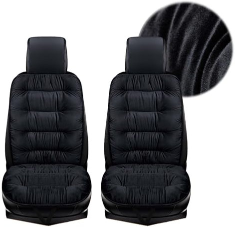 Warmes Autositzkissen mit Rückenlehne, Autositzauflage, Sitzschoner für Autositze, Universell Passend für die Meisten Fahrzeuge (Black,Front Row2PC)