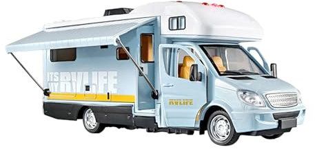 Perfeclan Wohnmobil-Spielzeug im Maßstab 1:32, interaktives Spielzeug, Türen öffnen Sich, Druckguss-Modellauto für Geburtstagsgeschenke im Alter von 3 4 5 6, Blau