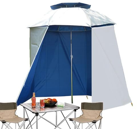 Tragbarer Regenschirm, Sportschirm, Zelt, wasserdichter Angelschirm, halbrundes Design, UV-Schutz, vielseitiger Schutz, Oxford-Tuch beschichtet für Sonnen- und Regenschutz, blau, 5.46 meters