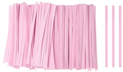 QUARKZMAN 1000pcs Bolsa Twist Ties 3.5 Reutilizables Papel Kraft Twist Ties Alambre Lazos para Fiesta Pan Dulces Pastel, Rosa Claro