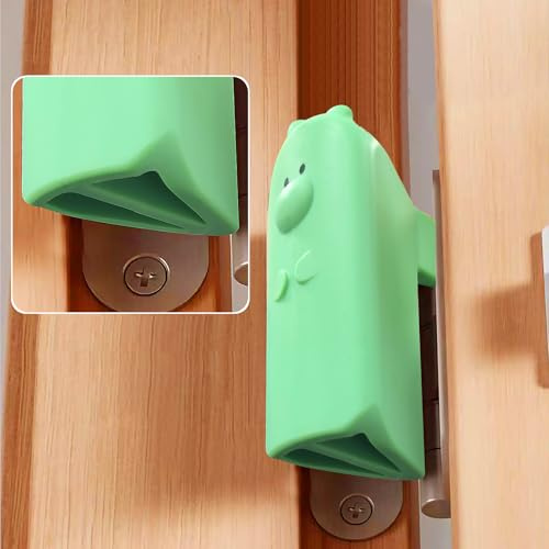 Tür-Klemmschutz, Slam Stopper, weiche Stopper Scharnier, hängende Gummikeil, grün, 2PCS