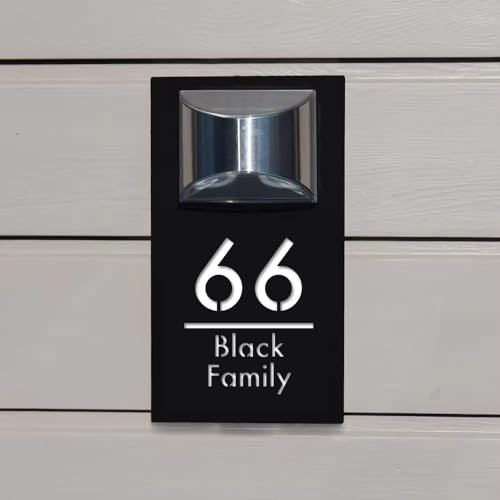 Cartello Solare Moderno Personalizzato For La Casa, Targa Con Numero Di Porta A LED Personalizzata, Targa Con Incisione 3D For Indirizzo Della Porta Del Nome Della Famiglia Della Strada Esterna(S 15x2