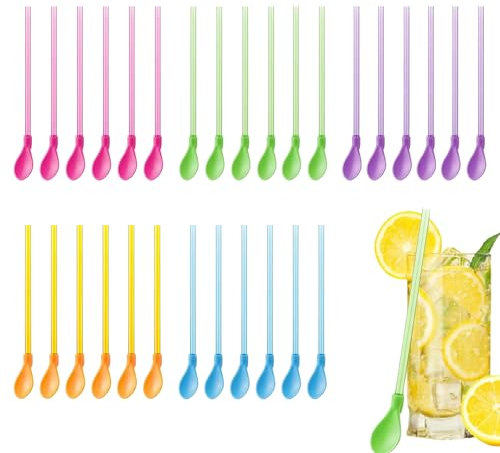 GMHLLES 30-Piece Multicolour Plastic Slushie Straws, 2-in-1 Design, Heat Resistant, 9.25 x 1.02 Inches