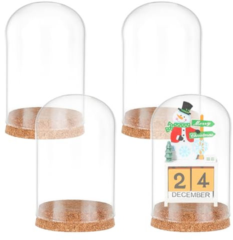 YBAAKZIIR Dôme d'affichage en Verre ， Lot de 4 Cloches en Verre 8 x 12 cm