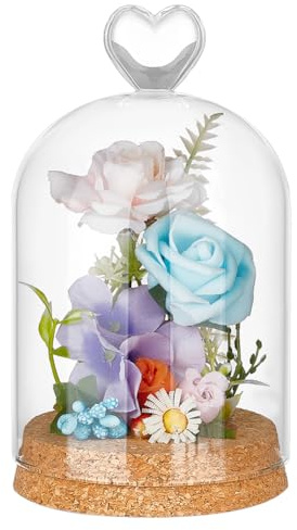 BENECREAT 19.5x9.1cm Große Glaskuppel Kuppelförmiges Dekoglas Glasglocke Mit Korkboden Zur Blumenaufbewahrung Proben Basteldekorationen