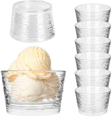 KADAX Glasiseringsglas, 6-pack, 290ml, dessertglas med fot, skålar för glass, desserter och frukt, glasskoppar, dessertkoppar, diskmaskinställda (Modell 4)