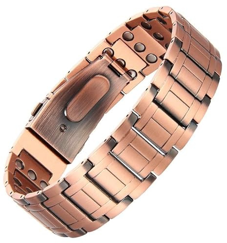 MagEnergy 99.99% Copper Bracelet for Men, Magnetic Bracelet with Ultra Strength Magnets, Adjustable Wristband with Removal Tool & Jewelry Gift Box (Copper587)