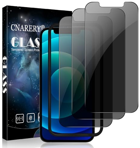 Cnarery Privacy Screen Protector for iPhone 12/12 Pro, Anti-Scratch 9H Hardness Scratch Resistant Case Friendly High Sensitivity Anti Spy Tempered Glass Film 1