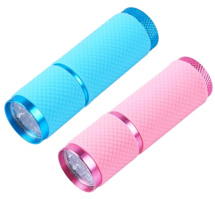 Veemoon Lampada Ergonomica 2 Pezzi Mini Unghie in Lega di Alluminio per UV Portatile a Rapida Asciugatura Alimentazione a 3 Batterie Aaa per Manicure