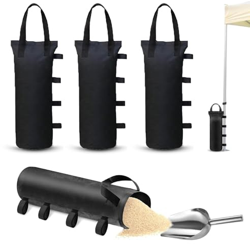 Pack of 4 Canopy Sandbag Weights Tent Poles to Attach – Gazebo Weights Sandbags Wind for Outdoor – Gazebo Filling Sandbags Expand Tent Stability for Camping Beach Garden (4)