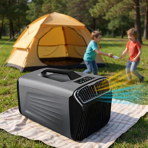 moupeaktain Condizionatore da Campeggio da 5400BTU / 5600BTU, Riscaldamento E Raffreddamento Rapidi da 1500 W, Climatizzatore Portatile per Camper, Roulotte E Tende, Controllo Remoto/App,Grey
