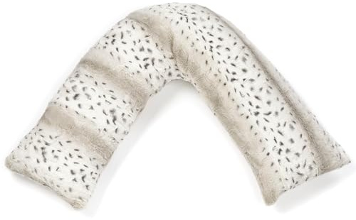 Downland Huggleland V Shaped Pillow, Orthopaedic Support for Neck, Back & Shoulders, Soft Teddy Fleece V Shape Triangle Cushion, Hollowfibre Filled Maternity, Pregnancy V Pillow 80x80cm (Snow Leopard)