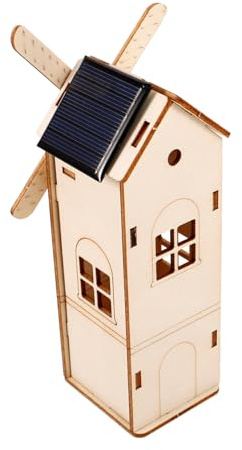 Supvox Solarbetriebene Selbstgemacht Windmühle aus Holz Wissenschaftsbausatz für Kinder ab 10 Jahren Experimentierspielzeug für Zuhause und Garten