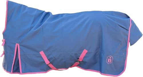 Pferdedecke Outdoor pro 60 g Ripstop 1200d Wasserdicht high-Neck (Blau 01 - Pink 01) (135 cm)