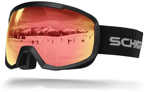SCHNORR Kidsi Go - Lunettes de ski pour enfant - Full REVO miroir - Anti-buée - UV400 - Lunettes de ski, snowboard - Lunettes de neige pour garçons, filles, adolescents, Noir , Taille unique