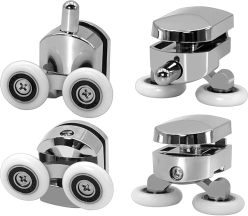 Zodazoqa 4 rulli di ricambio per porta della doccia da 23 mm, con tergivetri scorrevoli in vetro, per box doccia curvi, guide a rullo per bagno, adatte per vetri da 4-6 mm (2 rulli superiori e 2