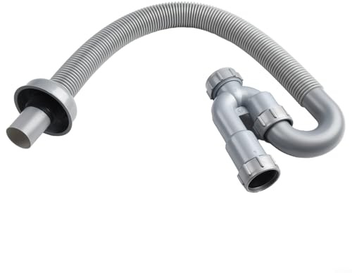 Feeshoppher Basin Sink U Shape Drain Pipe Retractable Waste Trap Gray Plastic Large Diameter Design with Good Airtightness and Elastic Flexible Material Easy to Install for Washbasin