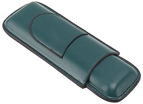 ZAWELIYO Smal Bärbar Cigarrfodral med 2 Fingrar Elegant Vintage Handgjord Cigarrhållare i Konstläder för Reseföretag, 2 Cigarrpresent för Män (Grön)