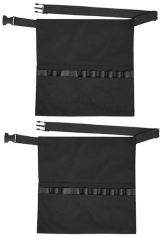 DECORNIJIA 2 Stück Friseurschürzen Schwarz Halblange Salon Schürze mit Verstellbarem Bund und Werkzeugtasche Leichte Friseur Werkzeugtasche für Styling und Mobilen Einsatz