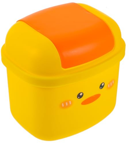 DOITOOL Corbeille à Papier de Bureau Compacte et Portable Poubelle de Table en Plastique Jaune Mini Poubelle pour Ordinateur de Bureau Récipient de Rangement Multifonction pour Maison