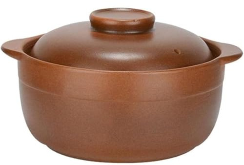 Générique Cocotte en Terre Cuite avec Couvercle, Plat en Céramique pour Cuisson Au Feu De Bois, Pot en Faïence Traditionnel pour Mijotage, Rôtissage Et Cuisson Au Four(Size:1.2L)